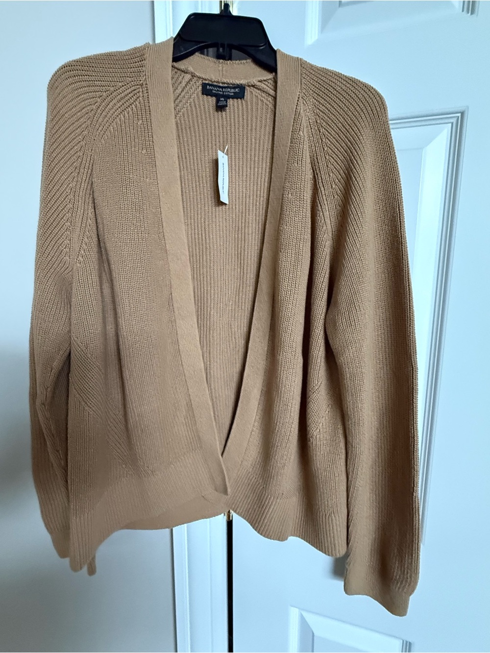 Banana Republic Camel Open-Front Ribbed Cardigan Sweater